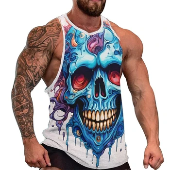 Newest Fashion Skull 3D Print Men's Tank Tops Casual Hip Hop Graphic Streetwear Fitness Tops Tees Men Summer Sleeveless Shirts 1