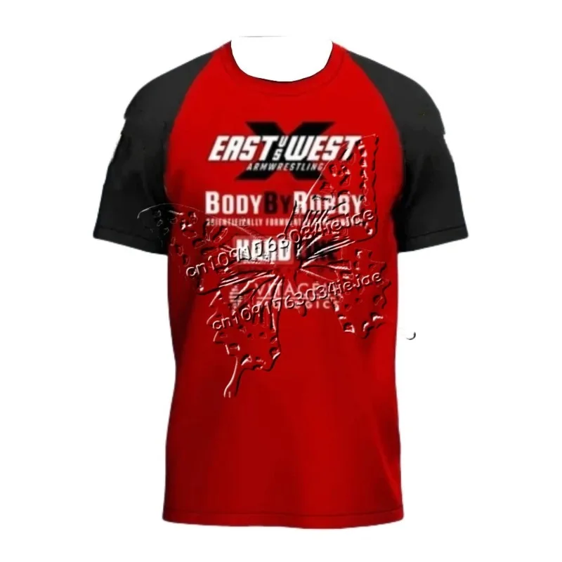 MOTO East Vs West 15 Larratt Arm Wrestling Jersey 팀 손목 매니아 훈련 피트니스 게임 데이 유니폼 반소매 티셔츠