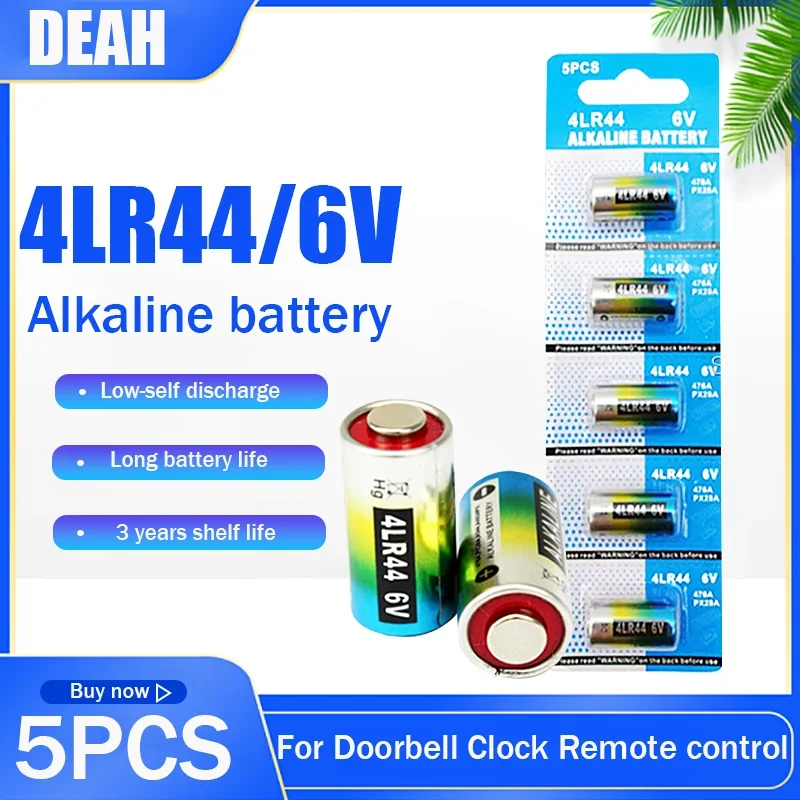 Alkaline Battery 5pcs 4LR44 476A 6V Alkaline Battery PX28A L1325 4AG13 A544V 4034PX 544 4A76 For Bark Stopper Camera Watch Toy Dry Primary Cell disposable battery watch battery