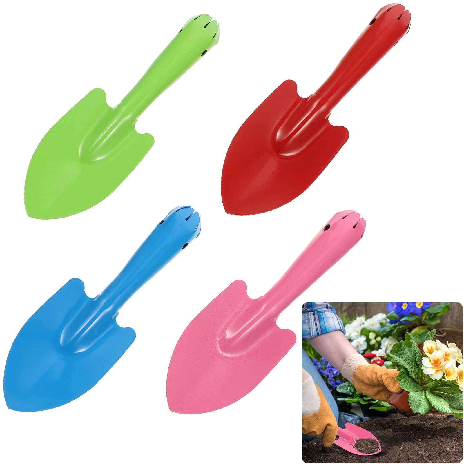 4 Pcs Garden Shovels Ergonomic Handle Mini Digging Tools Red Green Transplanting Flowers Vegetables Seedlings Soil
