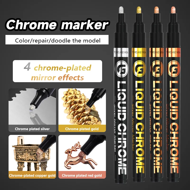 Electroplating Mirror Paint Pen Hand-repair Chrome-plated Metal Waterproof Tire Ceramic Touch-up Paint 1mm 2mm 3mm paint marker pen markers pen paint pen marker pens art marker pen