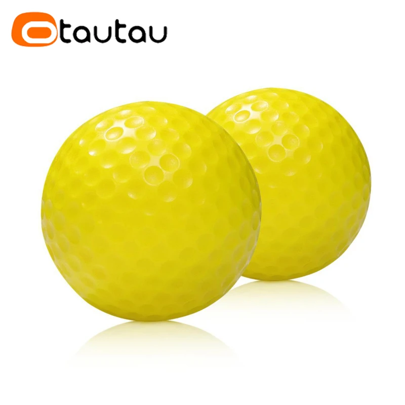 OTAUTAU 10Pcs Yellow PU Foam Golf Balls Diameter 42.6mm Sponge Elastic Indoor Outdoor Practice Training 4