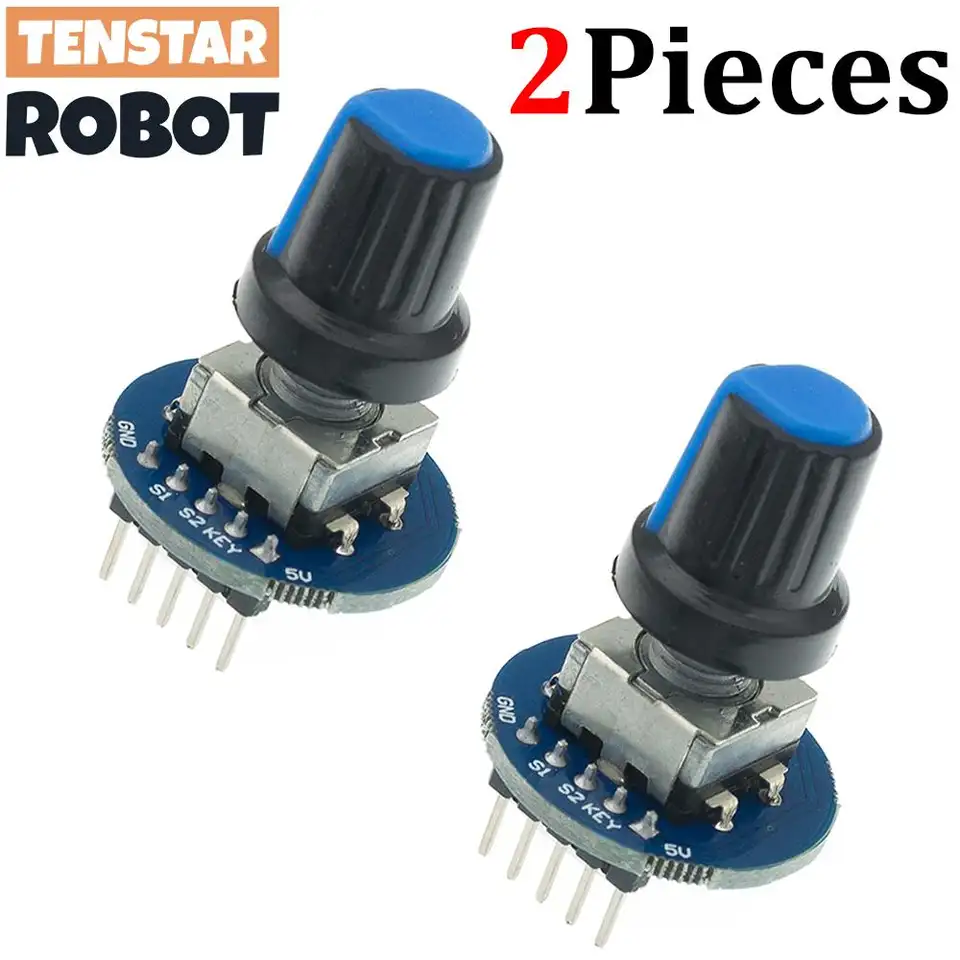 TENSTAR 2PCS Rotary Encoder Module Brick Sensor Development Round Audio Rotating Potentiometer Knob Cap EC11 image 1
