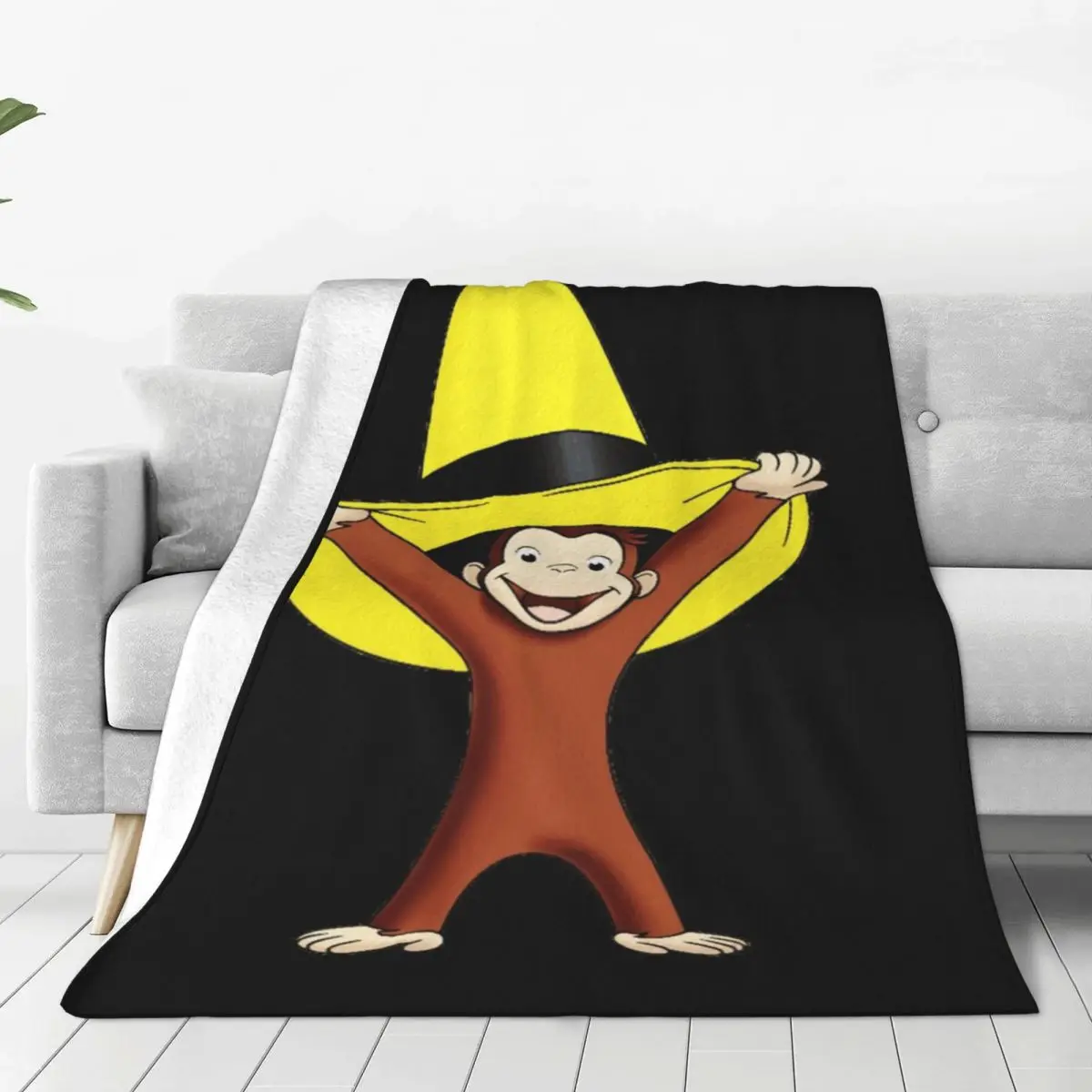

Corious George Monkey Flannel Throw Blankets cartoon for kids TV Series Blanket for Bedding Couch Warm Quilt