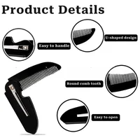Portable Folding Beard Comb Mustache Comb Small Pocket Men Moustache Combs Grooming Hair Detangling Beard Styling Accessories 1