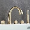 Brushed Golden Bathroom Faucet Black Bathtub Shower Faucet Set Pull Out Shower Sprayer Black Chrome Bath Shower Mixer Tap 4