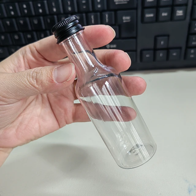 30 Pack 1.7oz Mini Plastic Liquor Bottles With Black Caps & 10 Funnels - Perfect For Party Favors, DIY, & Wedding Supplies - View #4
