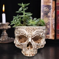 Halloween Skull Flower Pot Gothic Skeleton Planter Container Organizer Suitable for Home Garden Decor
