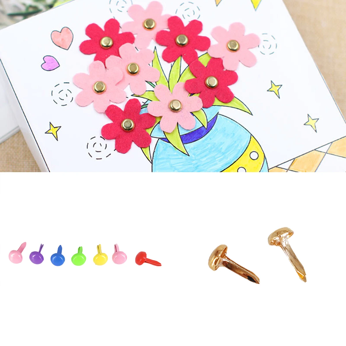 Mix Pattern Round Metal Brads 100Pcs/Bag DIY Scrapbooking Crafts Accessories Home Decor Embellishment Fastener Supplies metal brads scrapbooking decoration