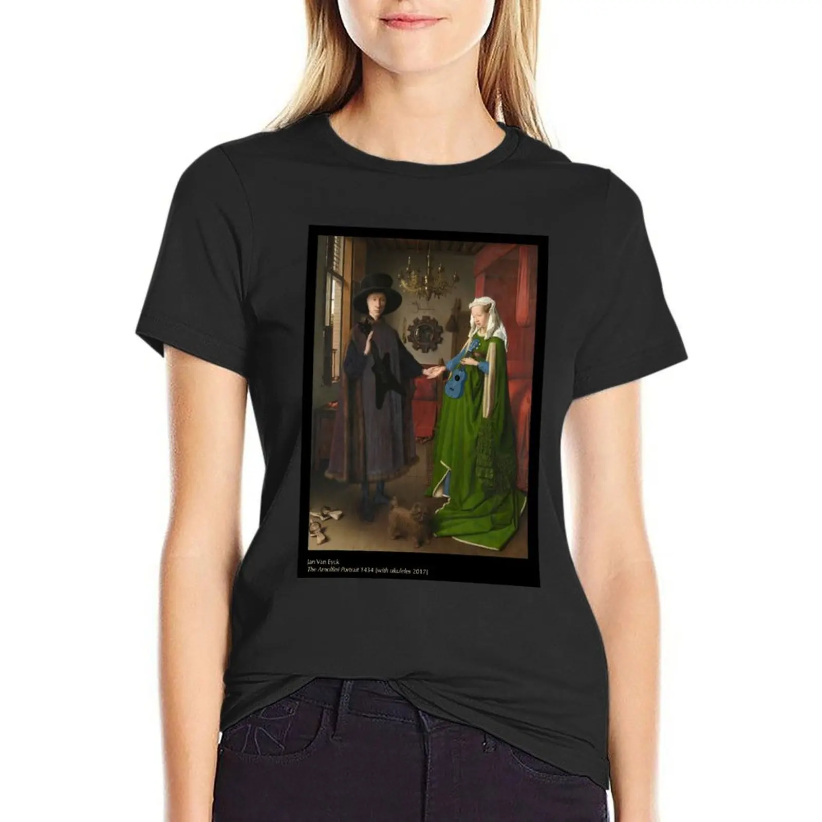 

The Arnolfini Portrait [with ukuleles] T-shirt cute clothes female plain t shirts for Women