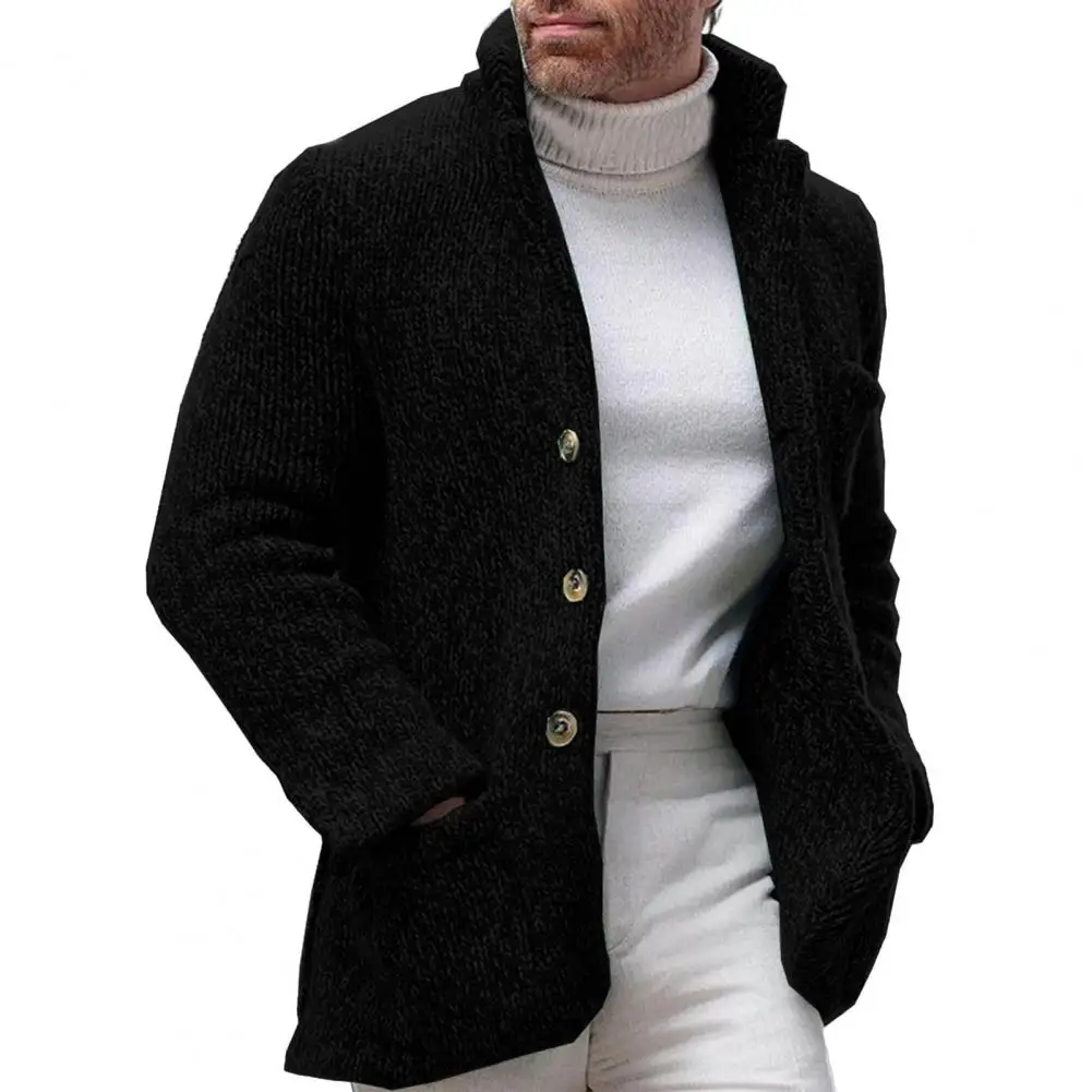 Men Sweater Coat Vintage Men's Stand Collar Sweater Jacket With Single Breasted Closure Slim Fit Long Sleeve Pockets For Wear kraft string envelope vintage file folder project pockets button string tie closure file jacket document organizer office