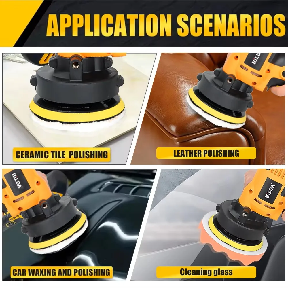HILDA Electric Car Polisher Car Beauty Waxing Machine  Adjustable Speed Sanding Waxing Tools Automotive Polishing Scratch Repair 5