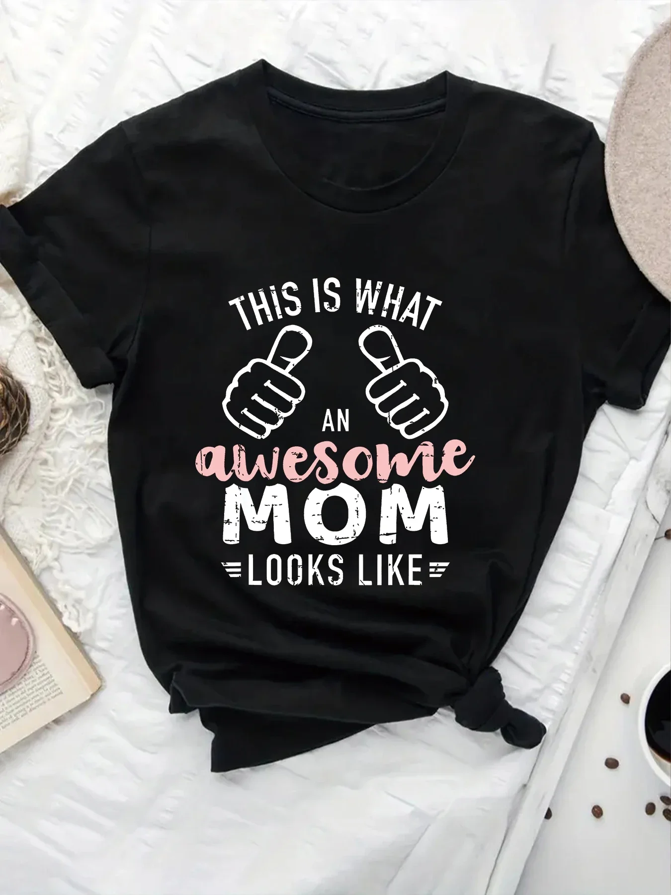 

Y2k Short Sleeves T-shirt This Is What An Awesome Mom Looks Like Mother's Day Printed T-shirt Casual Comfortable Top Summer Tee