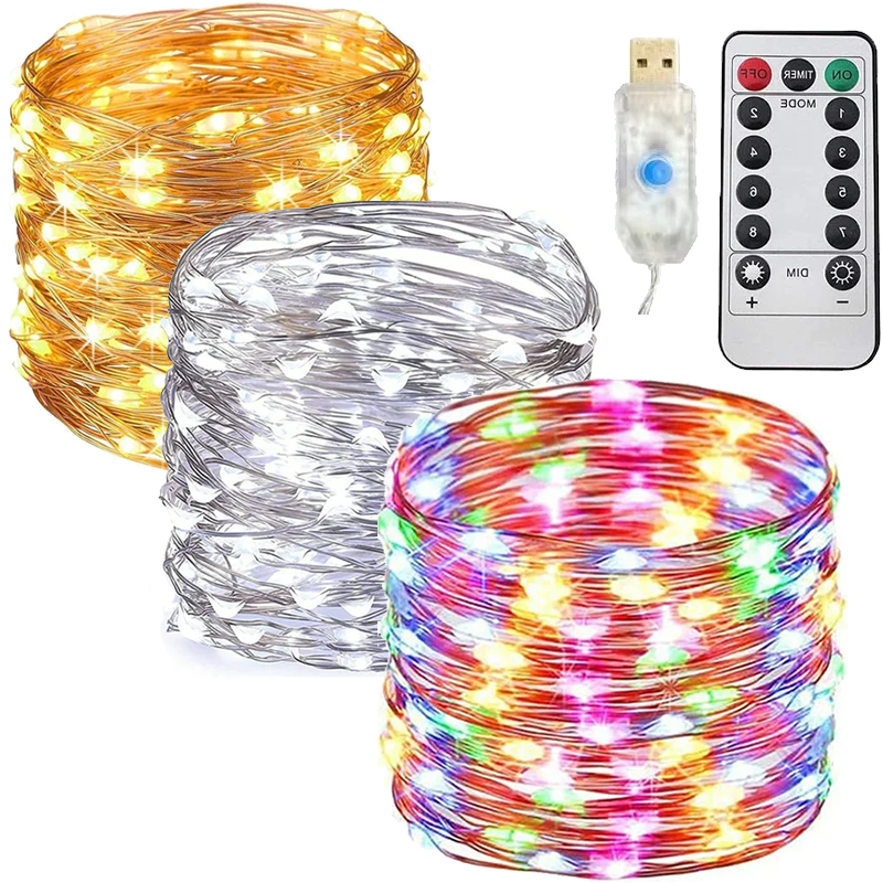 USB Led String Light 20M 200LEDs 8Mode Remote Control Lights Fairy Garlands Wedding Christmas Holiday Decor Lamps New Year