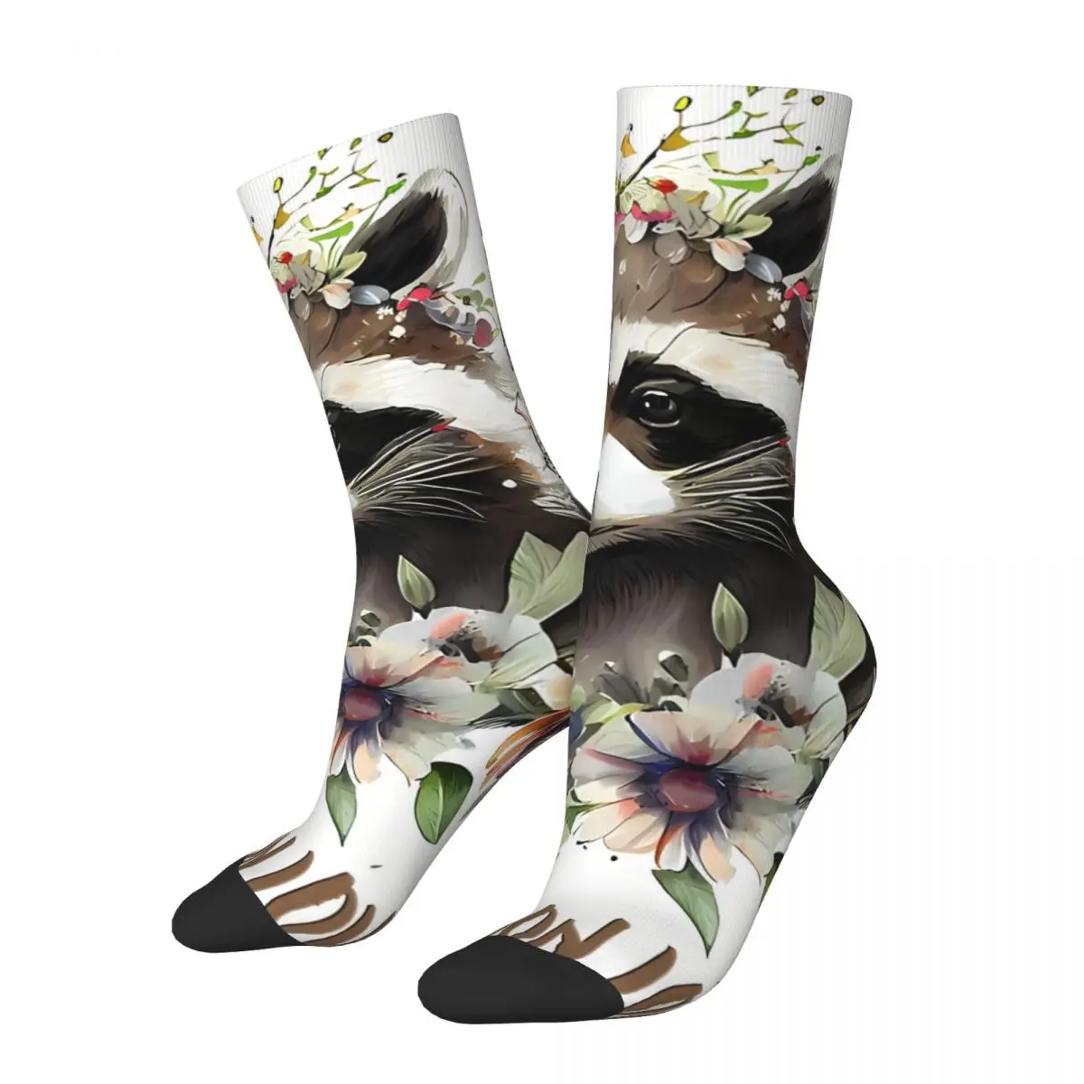 

Happy Men's Socks Watercolor Art Retro Raccoon Street Style Novelty Crew Sock Gift Pattern Printed