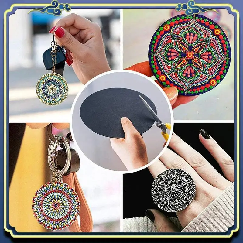 아티스트 화가를위한 DIY 골판지를 그림에 대 한 휴대용 8 Pcs 15Cm 검은 만다라 크래프트 종이 라운드 골 판지