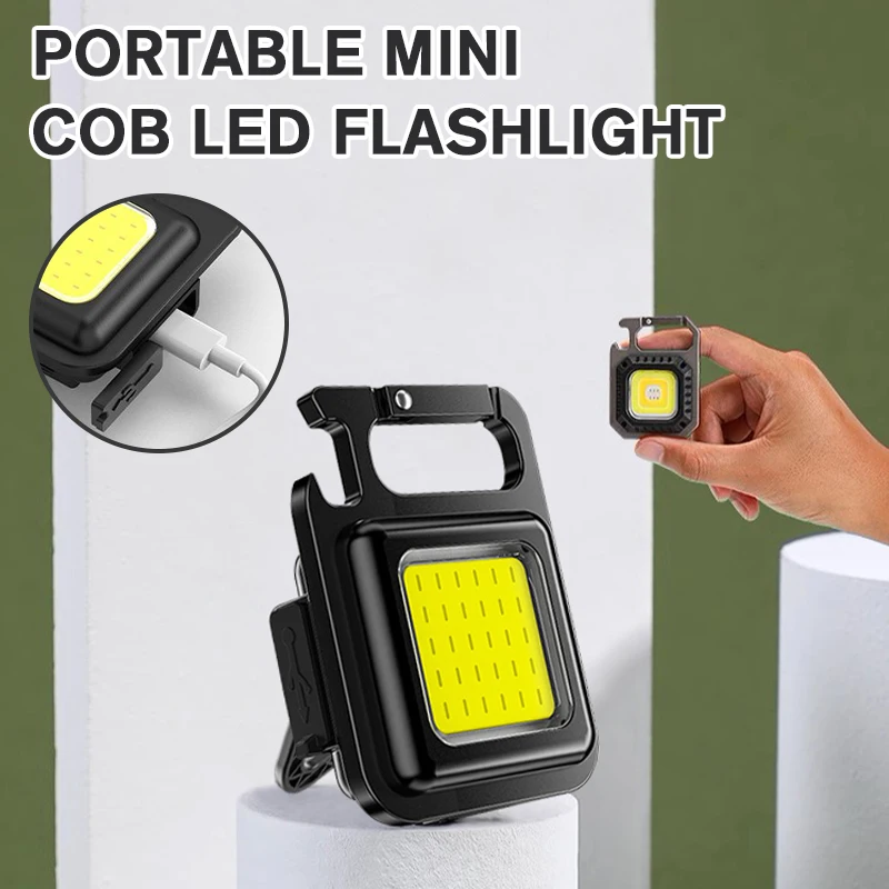 

Mini LED Keychain Light Portable COB Work Light USB Rechargeable Torch With Corkscrew Waterproof Outdoor Camping Lamp Lanterns