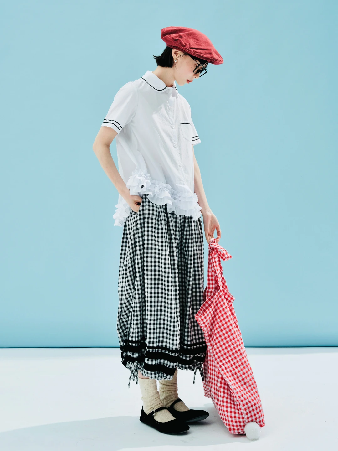 IMAKOKONI 여성용 라펠 레이스 스플라이싱 카디건 반팔 셔츠, 244588 오리지널 디자인