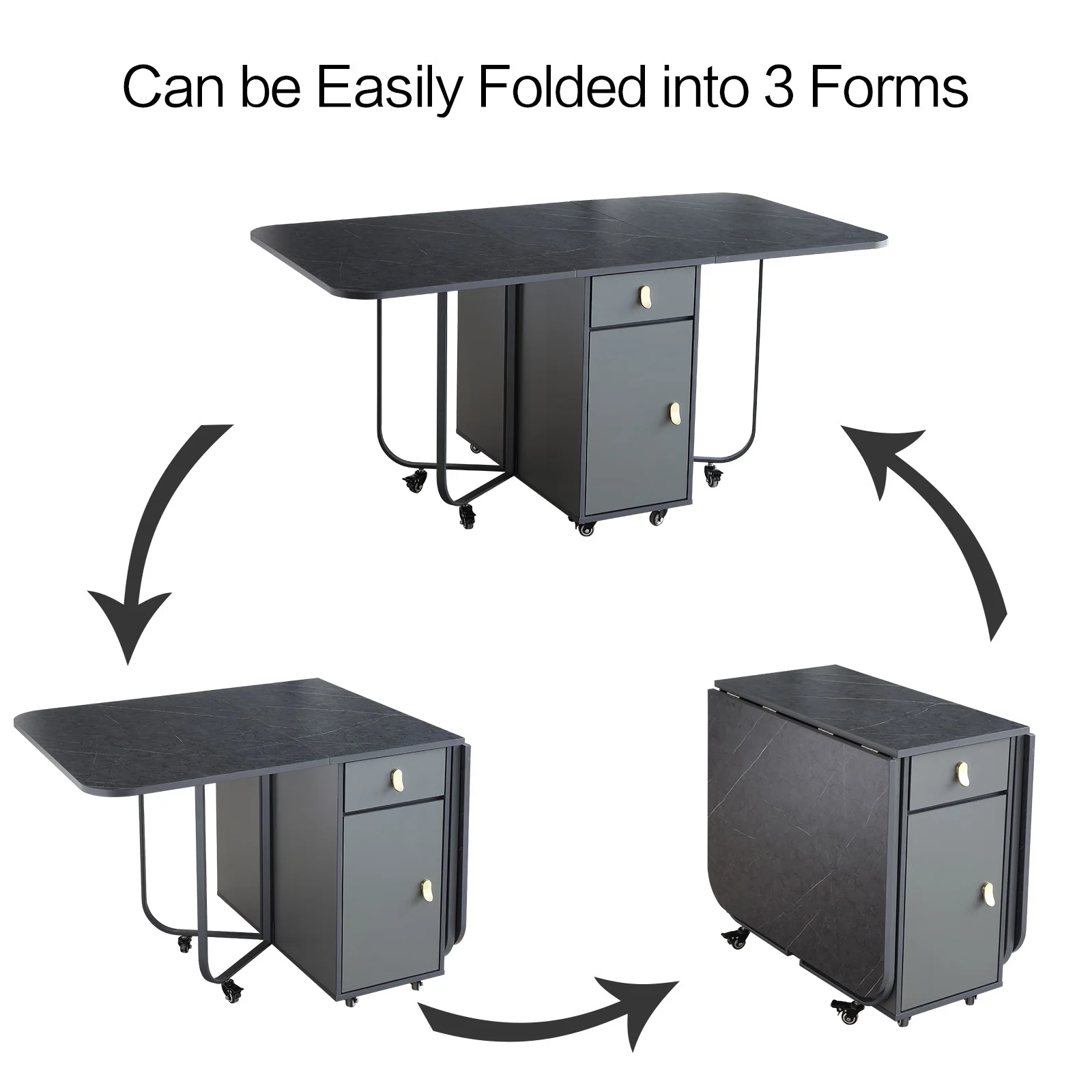 Dining Table Chair Combination Fashion Folding Dining Table Furniture Multifunctional Rectangle Movable Dining Table and Folding Chairs