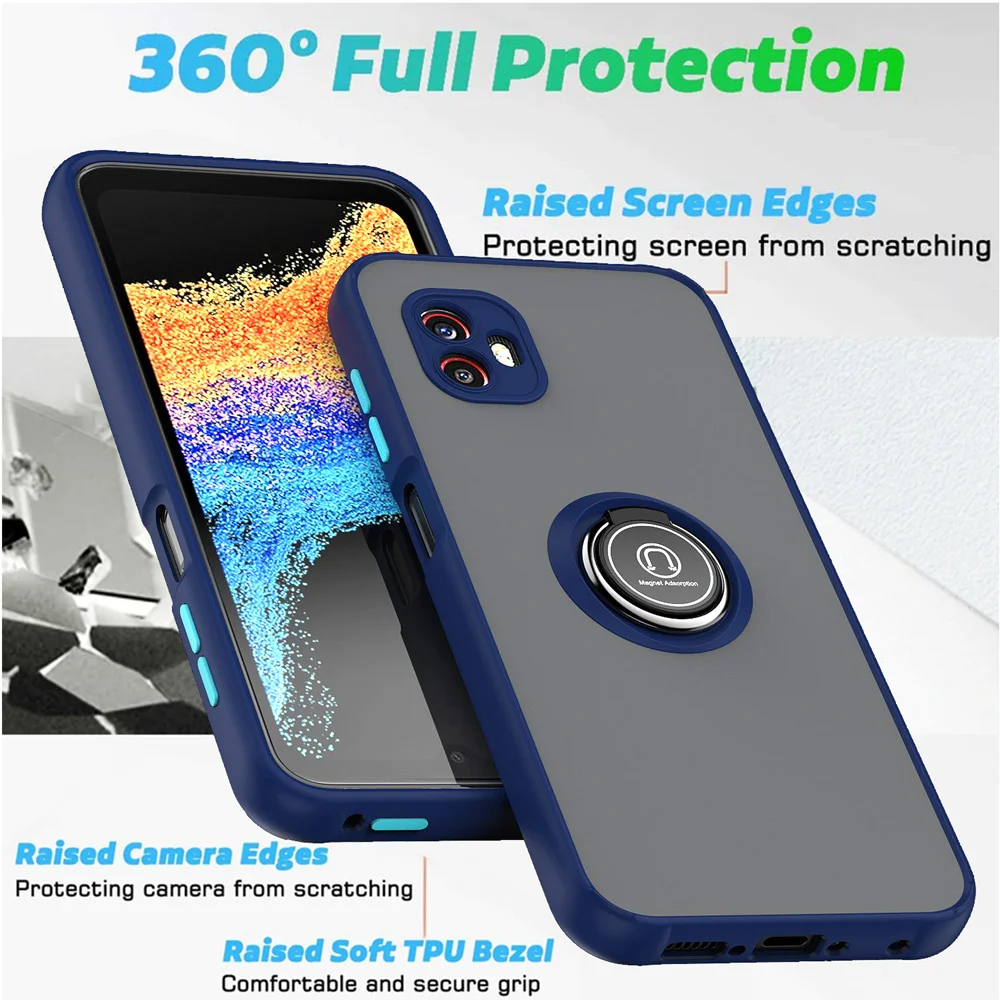 KEYSION Funda mate de moda para Samsung XCover 6 Pro Funda trasera transparente a prueba de golpes con soporte de anillo para Galaxy XCover_voghion.com