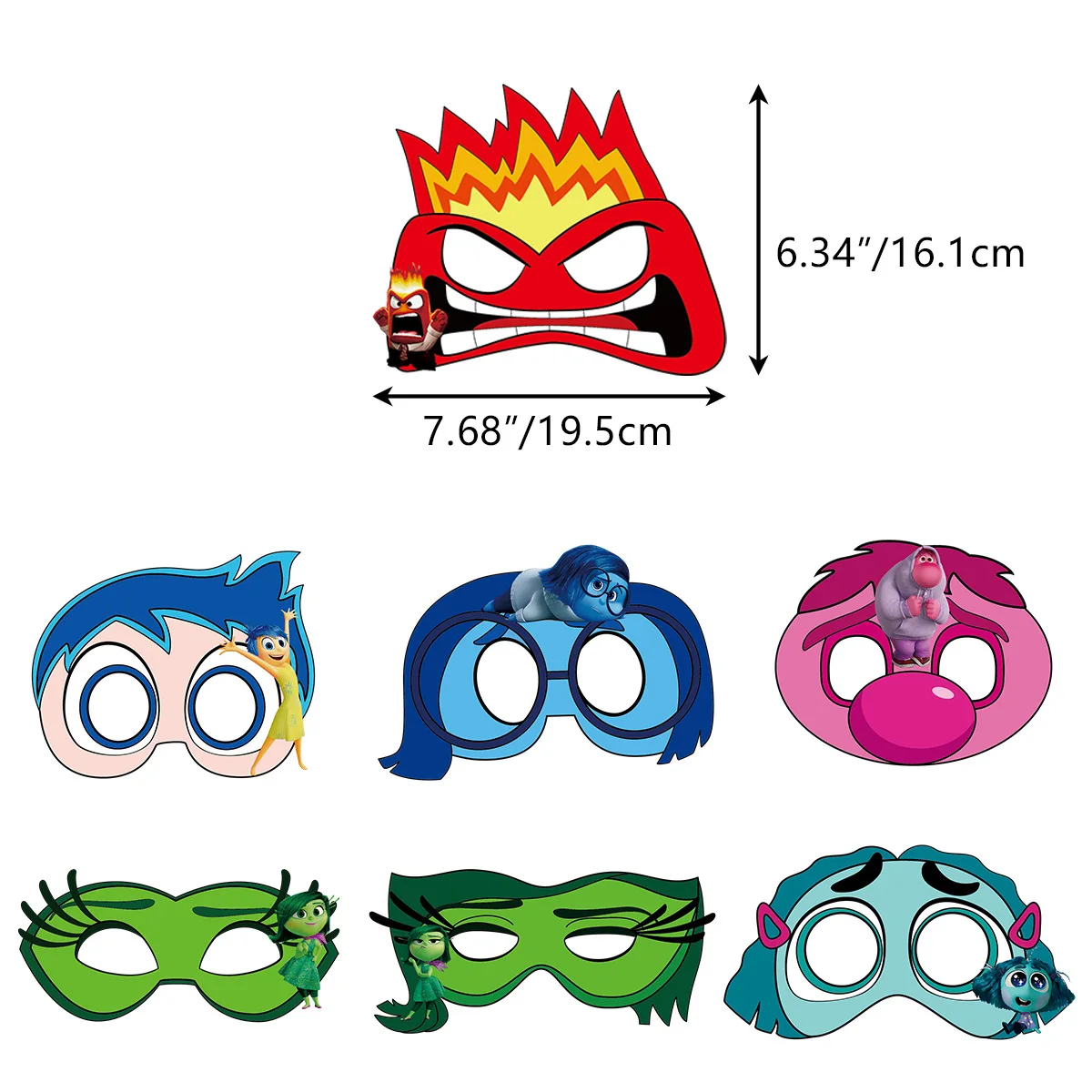 Face Mask 12Pcs/Set Inside Out Birthday Party Kids Costume