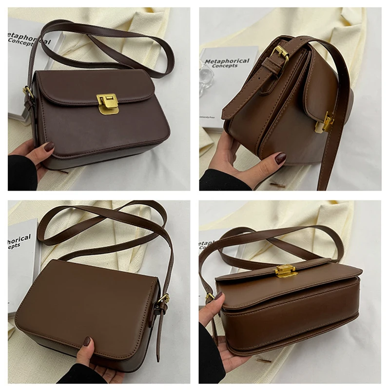 Women's Bags Leather Single Shoulder Bag Senior Handbag Woman Designer Style Crossbody Small Square Bag Minimalist Versatile