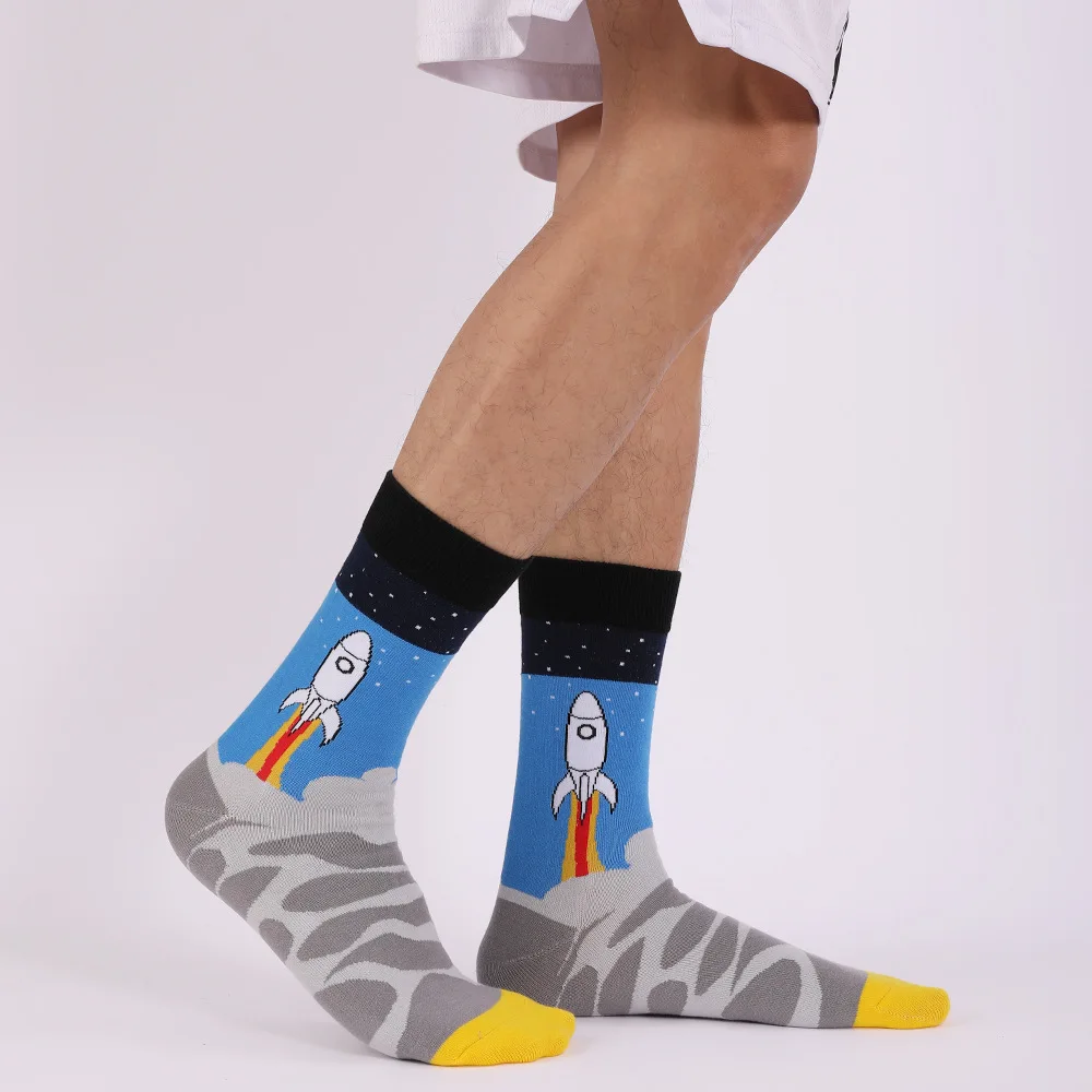 Mens Funny Dress Socks Crazy Design Universe Game Pattern Cotton Socks Novelty Gifts for Men EU 44-49