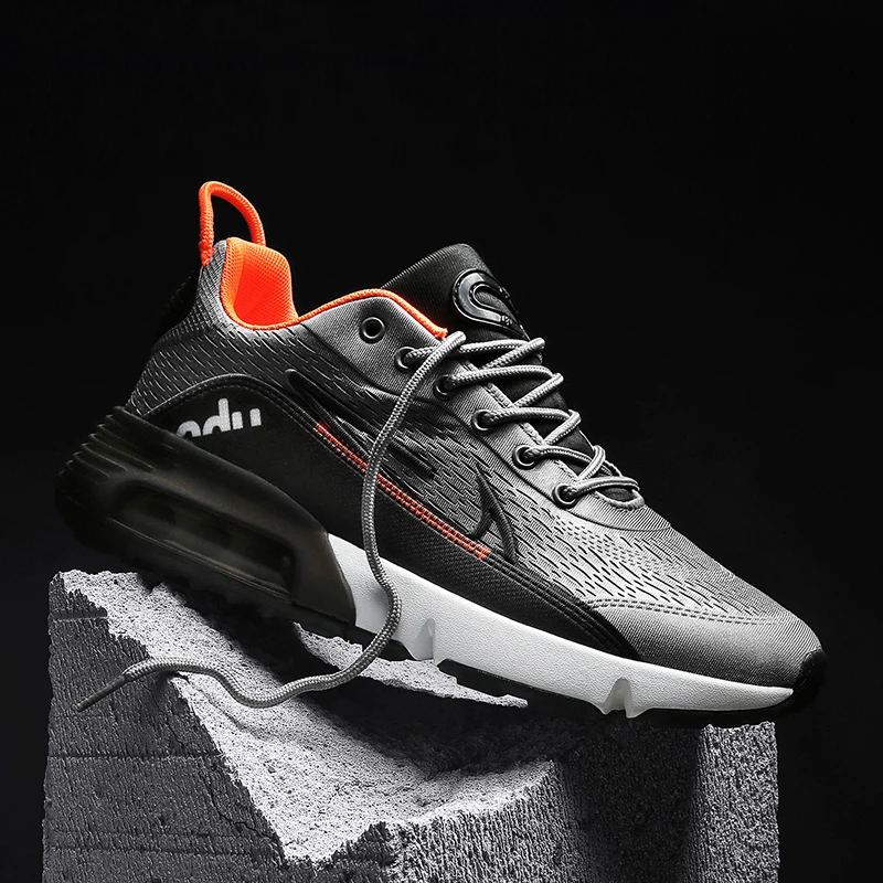 Erkekler gündelik ayakkabı nefes rahat örgü kabarcık yastık Sneakers