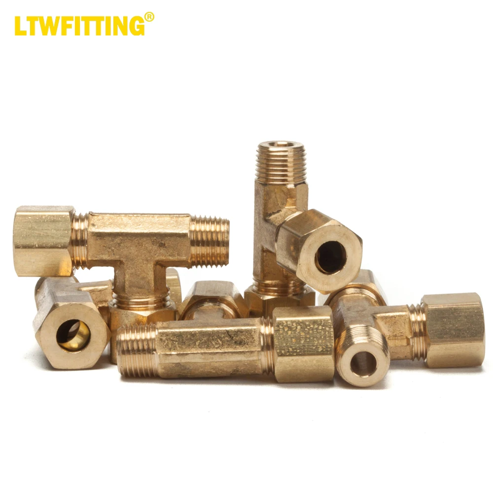 

LTWFITTING Brass 1/4-Inch OD x 1/4-Inch OD x 1/8-Inch Male NPT Compression Run Tee Fitting(Pack of 5)