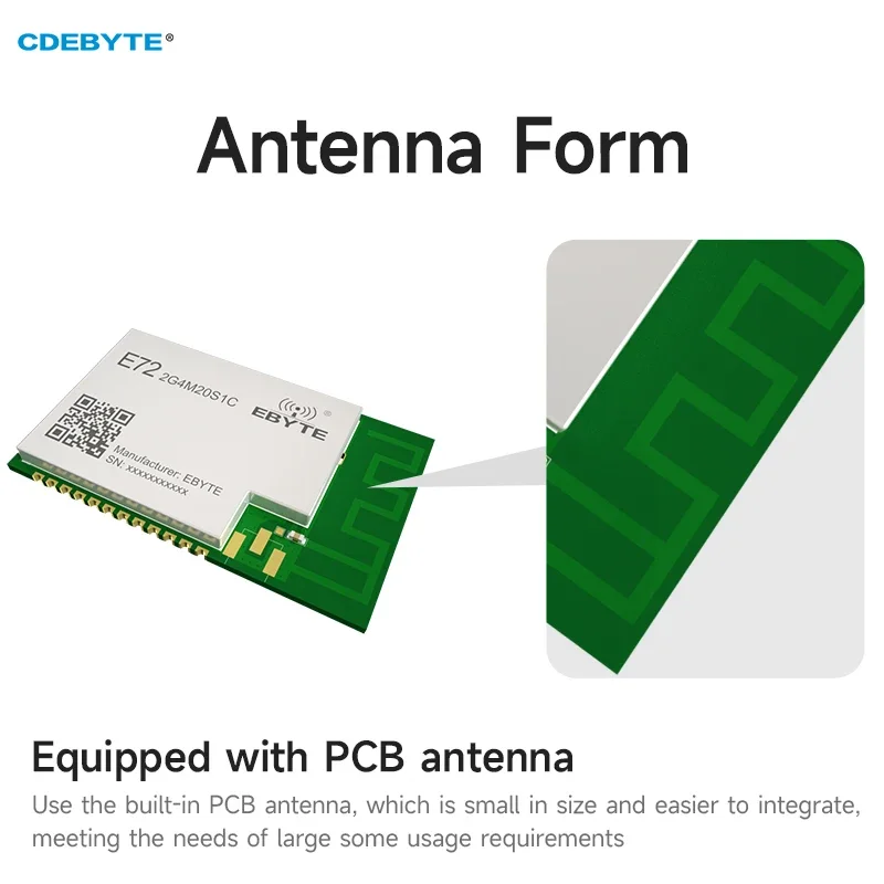 지그비 무선 모듈, CC2674P10, 2.4GHz, 20dBm, CDEBYTE E72-2G4M20S1C BLE SoC 모듈, PCB 안테나 스몰 사이즈 지지대, 멀티 프로토콜