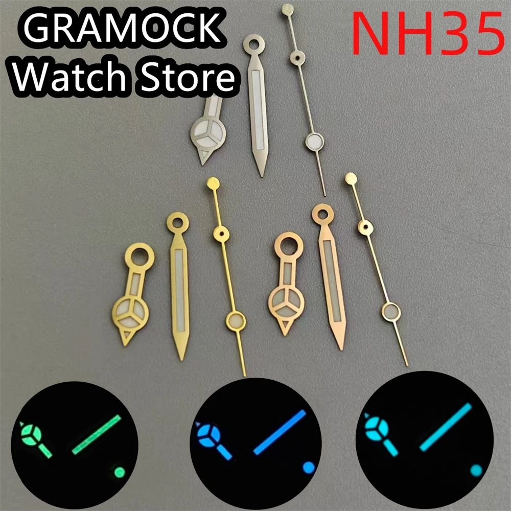 Elegant Multi-Colored Luminous Watch Hands - Silver, Gold, Rose Gold, Green, Blue