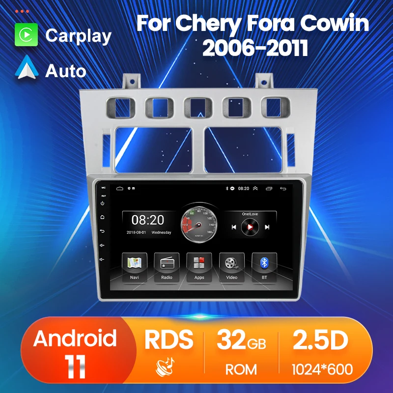 

1024*600 Android 11 Multimedia GPS Navigation Radio Wifi FM Carplay For Chery Fora Cowin 2006-2011 Video Player NO 2 Din DVD