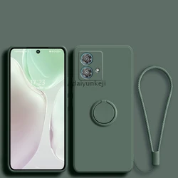 Sleek Silicone Phone Case with Ring Holder Attachment for Edge X30 (Dark Green)