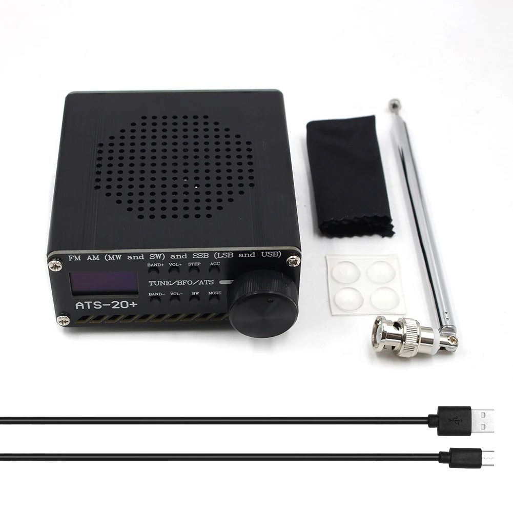 풀 밴드 라디오 리시버 ATS-20 + 리시버 FM AM (MW SW) SSB (LSB USB) 안테나, 가정용 OLED 디스플레이 리시버, SI4732