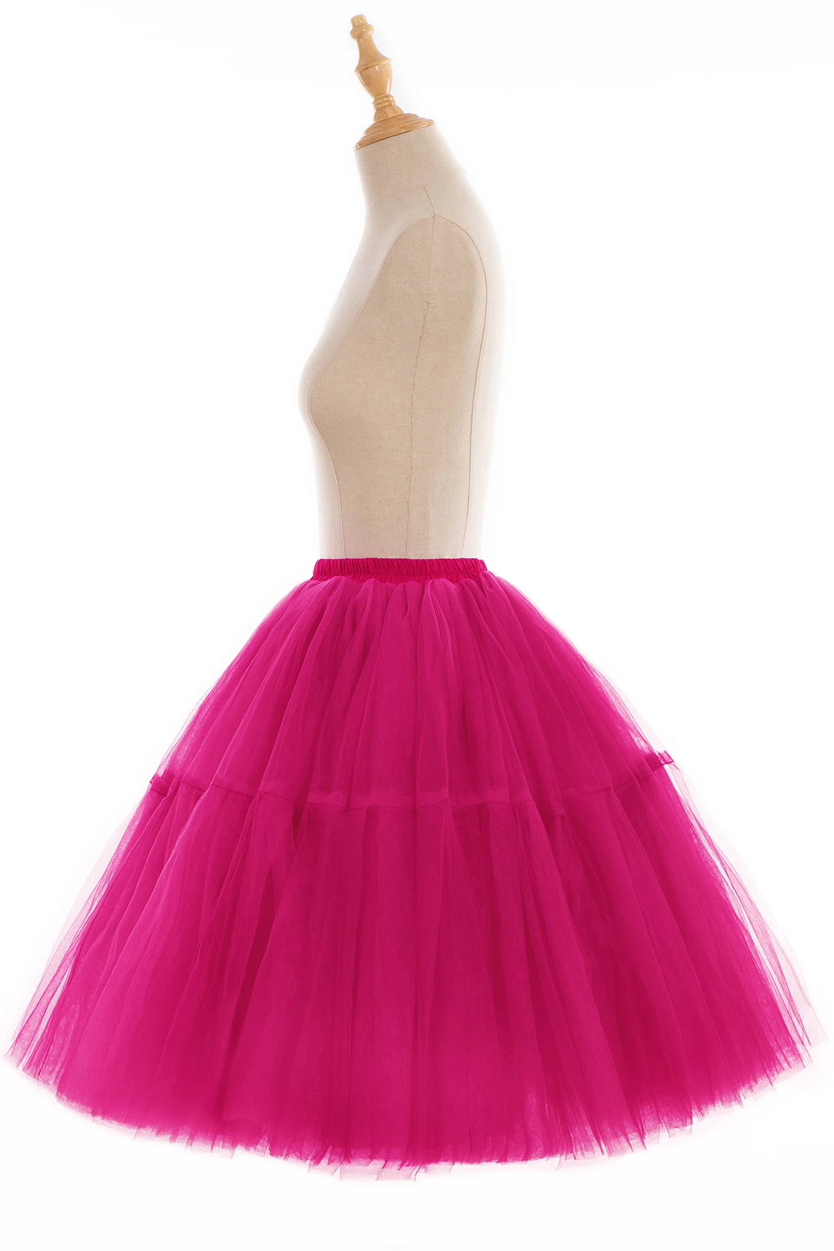 Women's Fluffy Multi-Layer Tulle Skirt Petticoat Tutu Underskirt Knee Length Short Jupons for Evening Prom Party