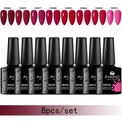Summer Vibes Gel Nail Polish Set - 8 Vibrant Colors with Glitter for UV LED Manicure and Nail Art (ZH26177)