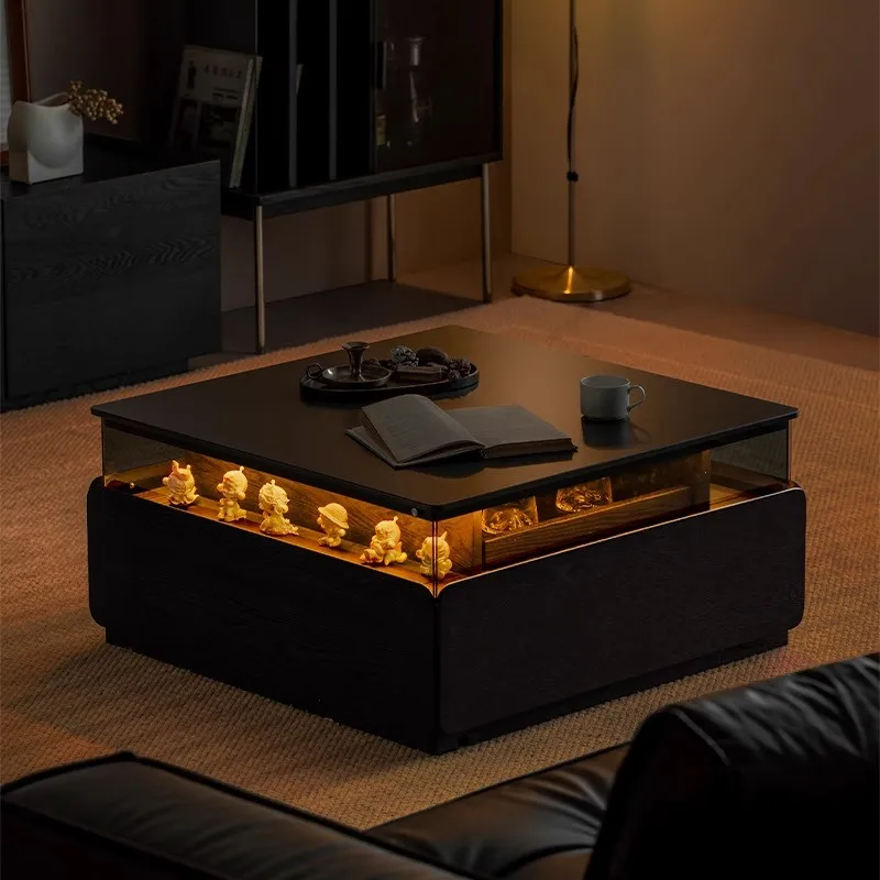 Nordic Retro Sofa Table Living Room Modern Minimalist Black Square Sofa Table Luxury Elegant Tavolino Da Divano Home Furniture
