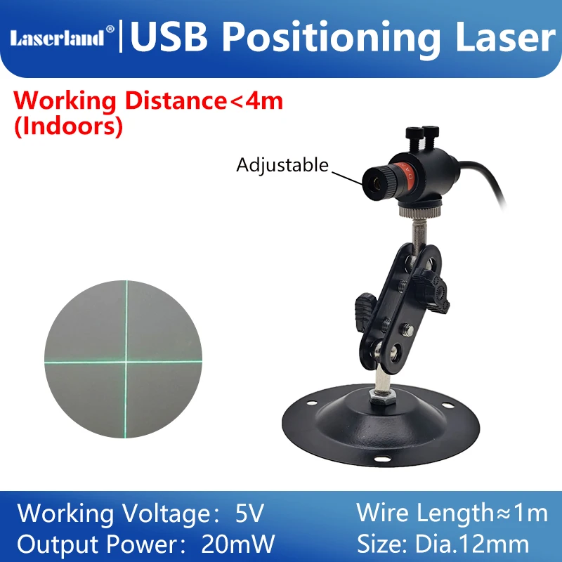 12mm Focusable Green Laser Module with USB Connection for Precision Marking and Embroidery