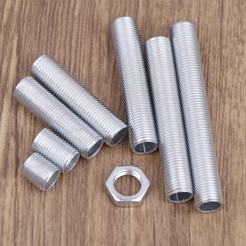 M10 Lamp Tooth Tube Metal Hollow Threaded Tube Screw Nut Lamp Cap Galvanized Chandelier Connect Rod Fixed Base 10Pcs led lamp accessories,lamp cap
