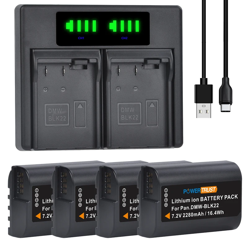 

For Panasonic DMW-BLK22 Bateria DMWBLK22 BLK22 Battery + Charger For Panasonic LUMIX DC-S5 DC-S5K camera accessories