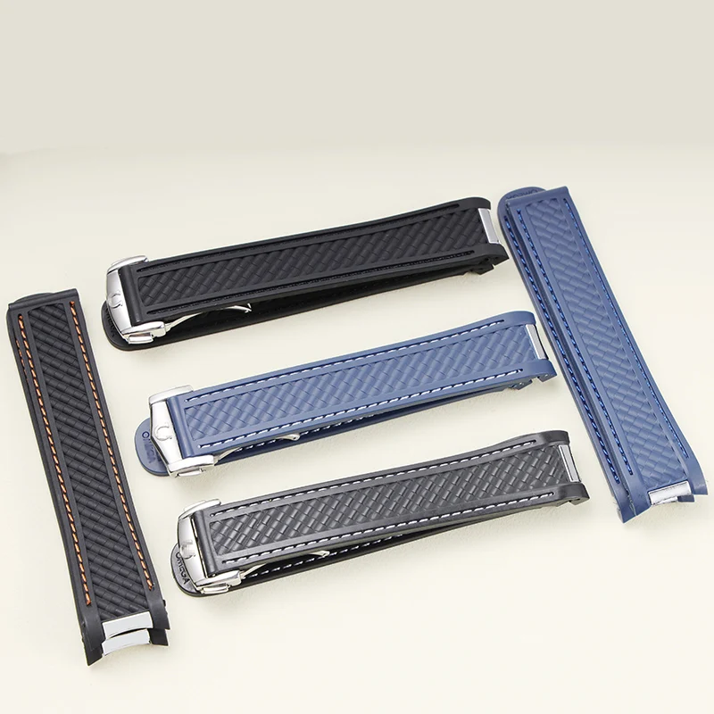 

20mm Rubber Silicone Watch Strap Fit For Omega Seamaster 300/ AT150 Aqua Terra Ultra Light 8900 Steel Buckle Watchband Bracelets