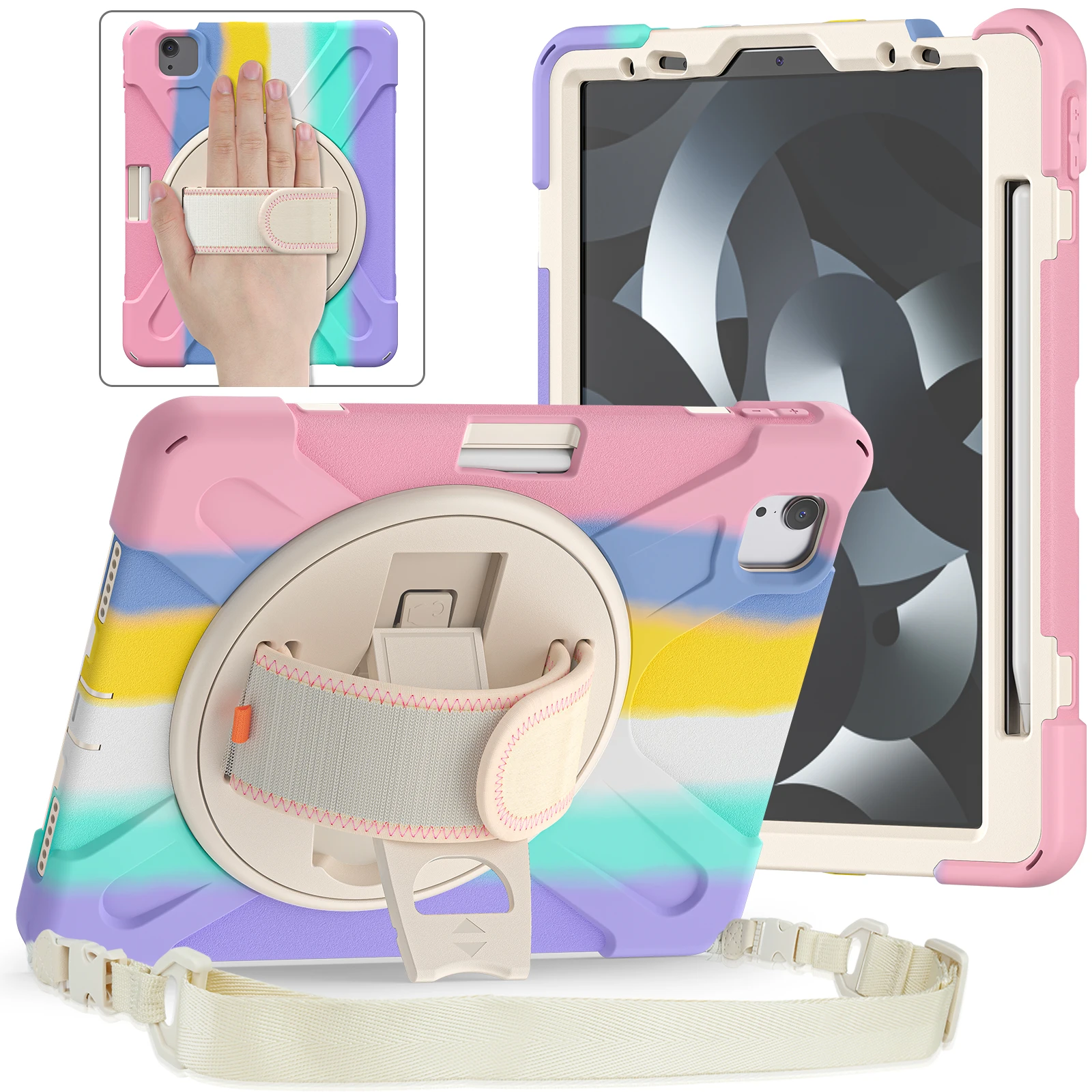 

Case for iPad Pro 11 Inch 2022 2021 2020 2018 Silicone Cover for iPad 11 Inch 4th 3rd 2nd 1st Generation Stand Pen holder Pink