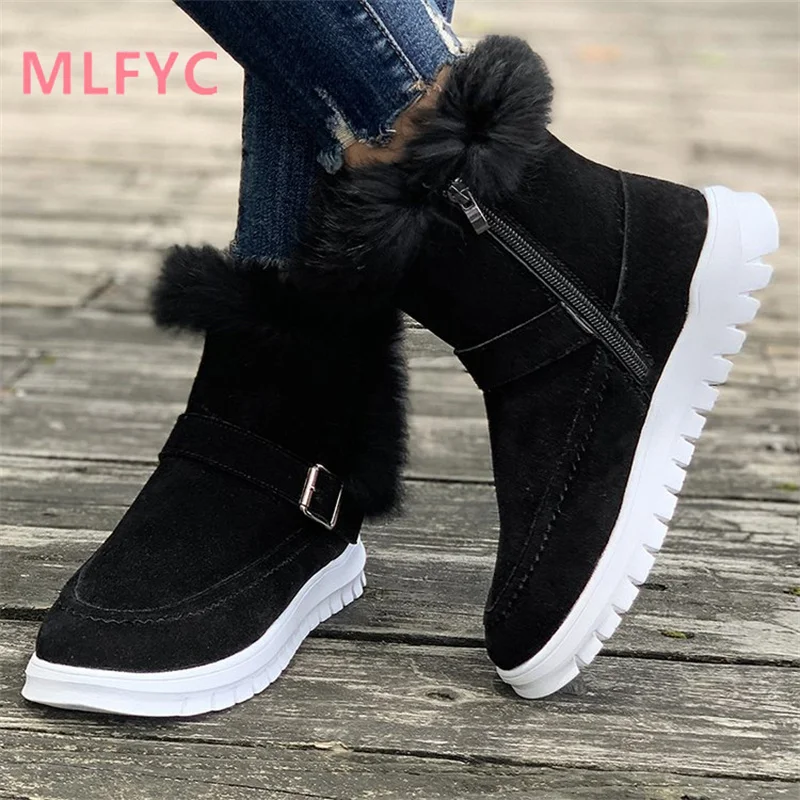 Fashion Women's Boots New Winter Thickened Short Boots Female Plush and Warm Flat Bottom Cotton Shoes Mujer