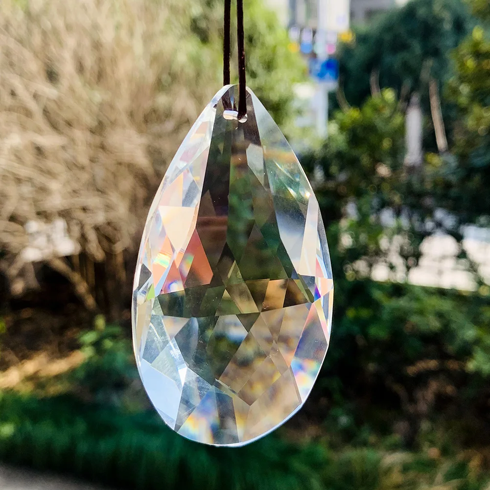 76mm Clear Hanging Crystal Angel Tear Prism Sun Catcher Chandelier Lighting Crystal Home Decor