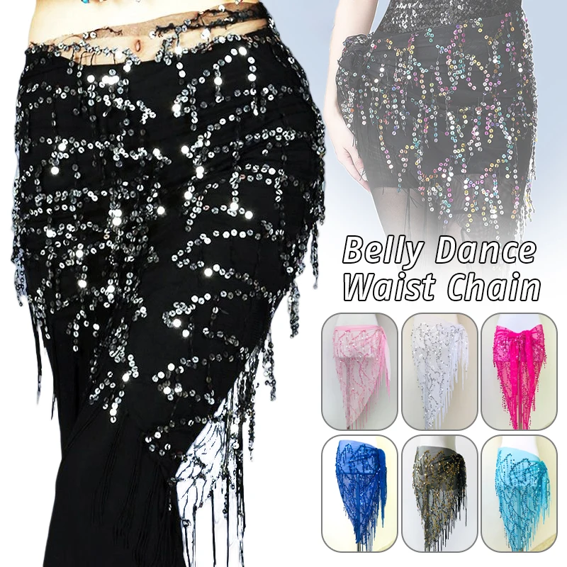 

New Belly Dance Costumes Sequins Tassel Indian Belly Dance Hip Scarf for Women Dance Performance Waist Belt