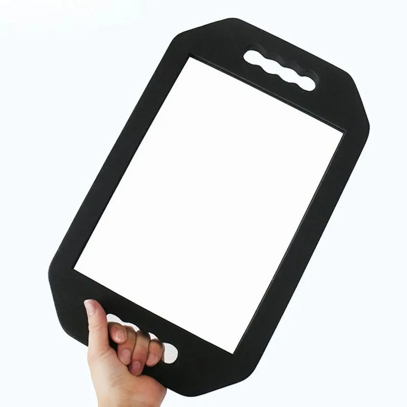 Miroir De Maquillage Professionnel Avec Poignée – 40,5 X 25 Cm – Cadre Noir, Dos En Mousse – Pour Salon De Coiffure Ou Voyage