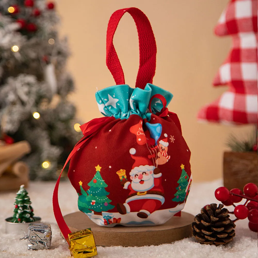 14 Sacchetti Regalo Natale Con Coulisse + 2 Adesivi – Finto Lino, 10x14cm