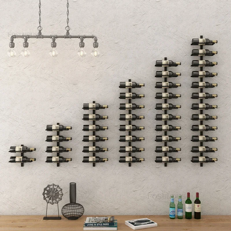 Light Luxury Iron Bar Cabinets Creative Home Wall-mounted Wine Rack Home Living Room Decoration Rack Red Wine Display Cabinet N