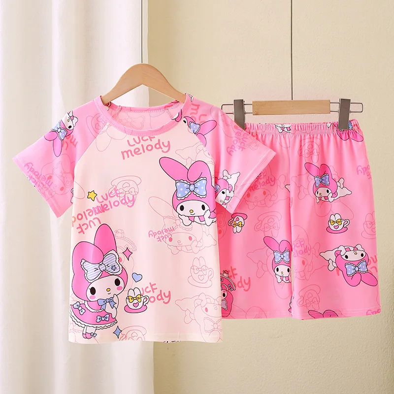 Girls Boys Summer Thin Short-sleeved Pajamas for Children Medium and Large Sizes Home Clothes kids pajamas