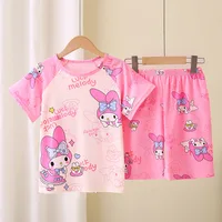 Girls pajamas children's summer thin short-sleeved suits boys and girls summer large and medium-sized children's home clothes 1